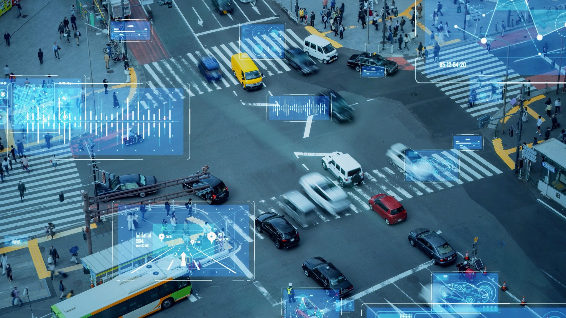 Transportation and technology concept. ITS (Intelligent Transport Systems). Mobility as a service.