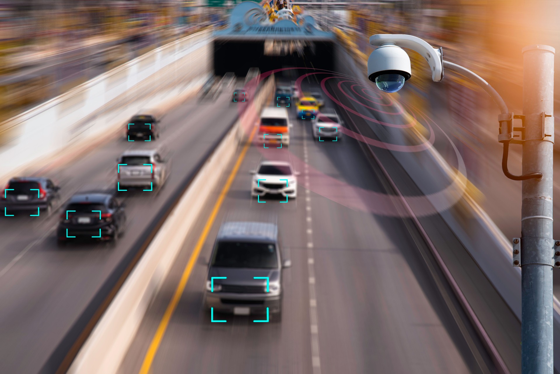 The Hi tech technology 4.0 sensing system and wireless communication network of vehicle to used internet signal in car when drive.